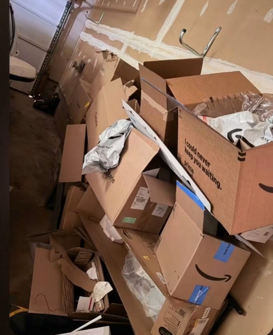 Contents ready for removal from an Elkton garage