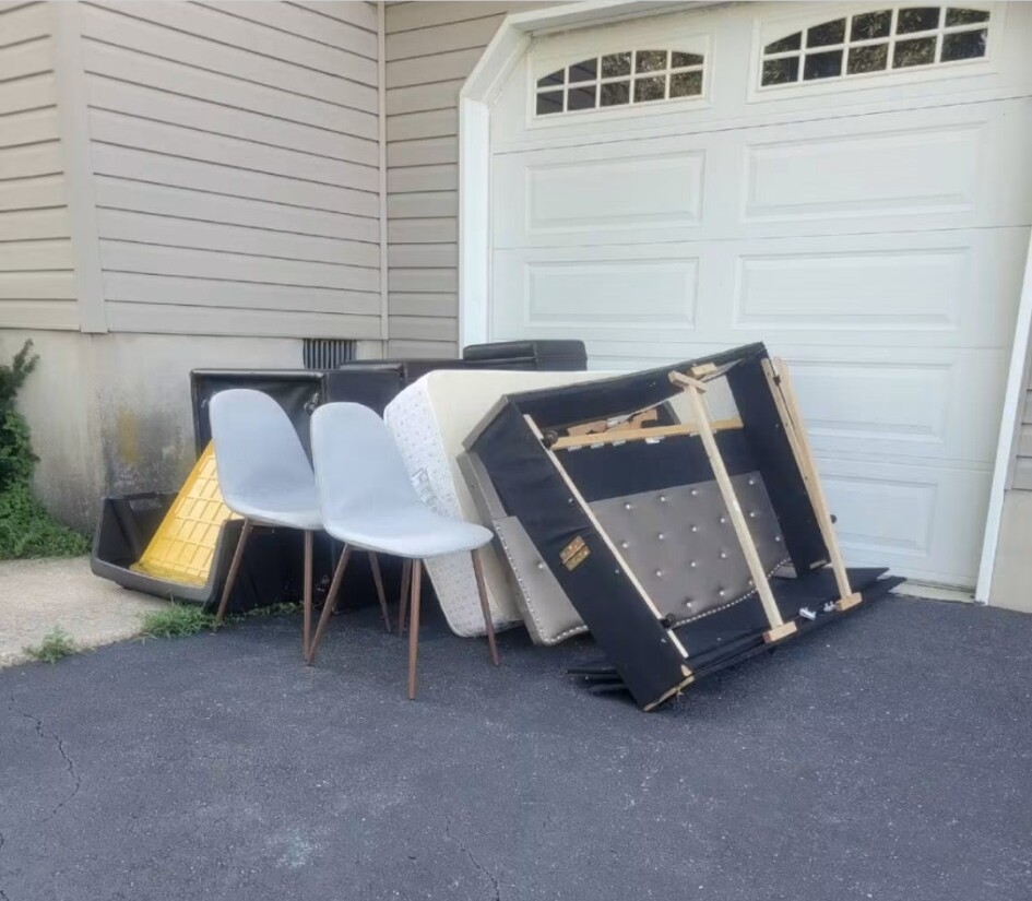 Household contents ready for removal at an Elkton property