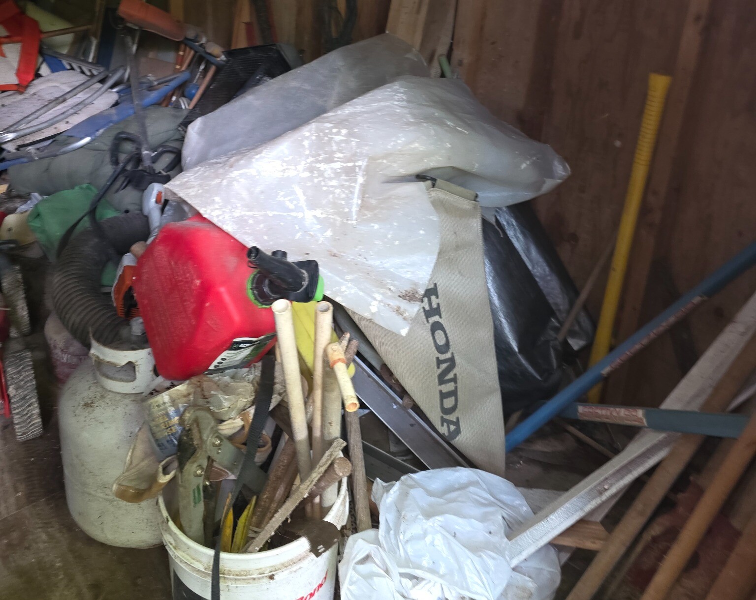 Stored shed contents ready for removal