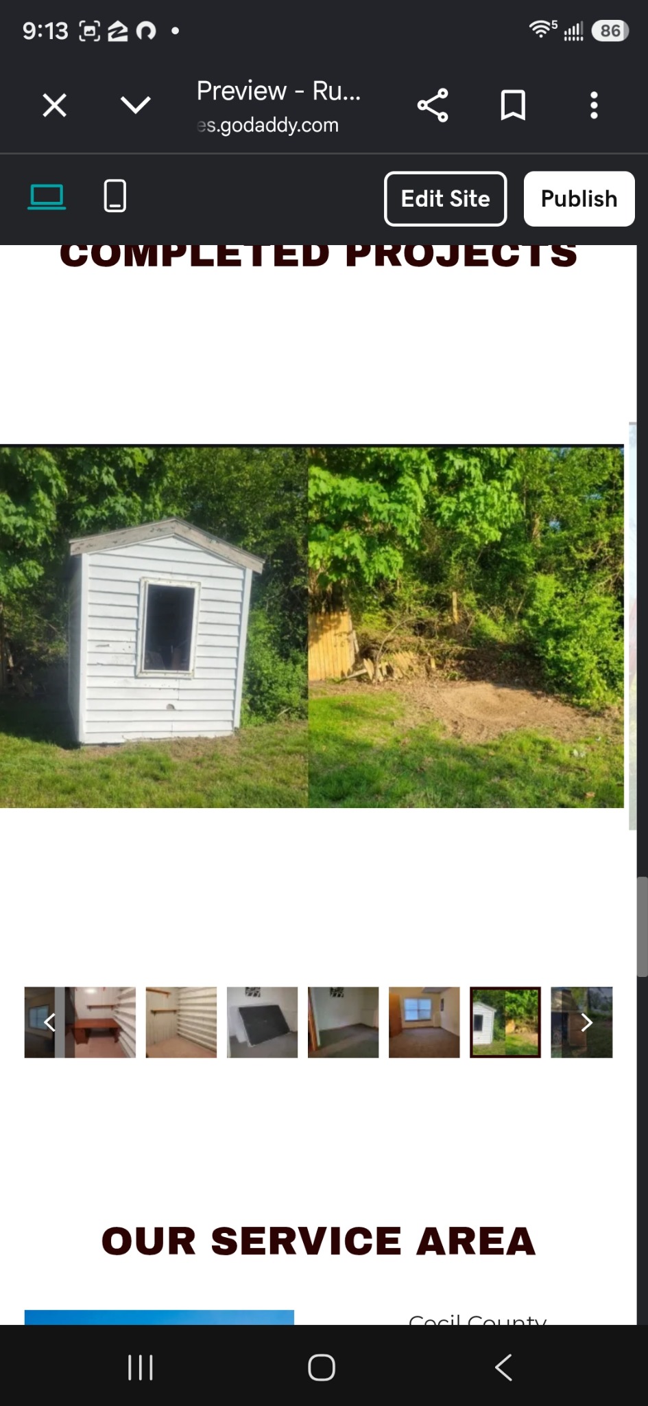 Shed removed and the site cleared by Rubbish